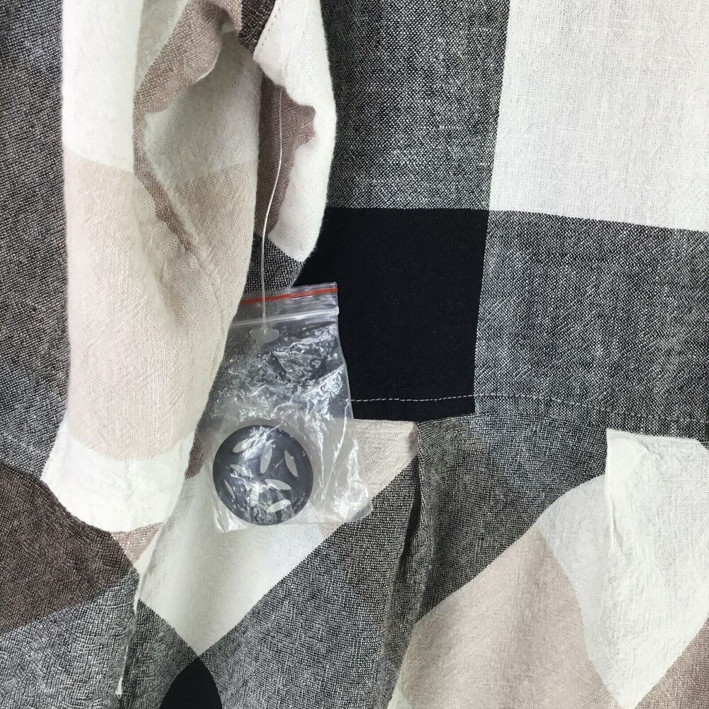 Ali Miles Linen Blend Button Up Tunic sz M Nova Check Plaid Ruffle Babydoll NEW - Picture 8 of 11